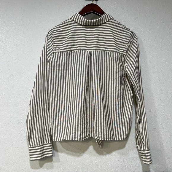 Madewell Tie Front Shirt in Maitland Stripe Long Sleeve Button Up Top Size Small - Picture 4 of 7